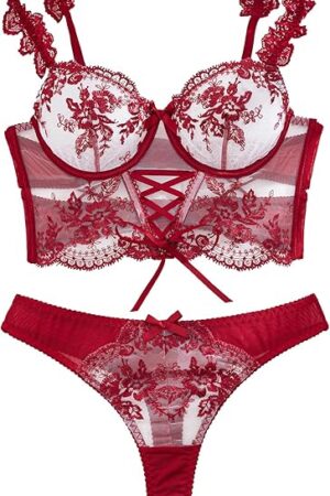 Floral Embroidered Lingerie Sets For Women Sexy Underwire Push Up Sexy Bra And Panty Sets