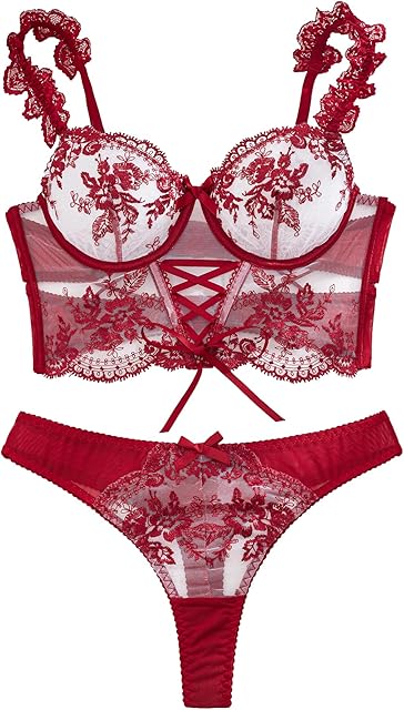 Floral Embroidered Lingerie Sets For Women Sexy Underwire Push Up Sexy Bra And Panty Sets