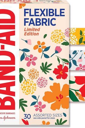 Band-Aid Brand Flexible Fabric Adhesive Bandages, Comfortable Flexible Protection & Wound Care for Minor Cuts & Scrapes, First Aid Bandage with a Wildflower Design, Assorted Sizes, 30 ct