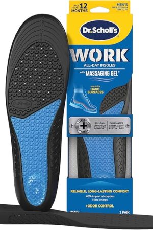 Dr Scholl's Work All-Day Superior Comfort Insoles with Massaging Gel - Designed for Men & Women with Hard-Working Feet, Eliminates Sore Muscles and Tired Legs, Arch Support Inserts with Odor Control
