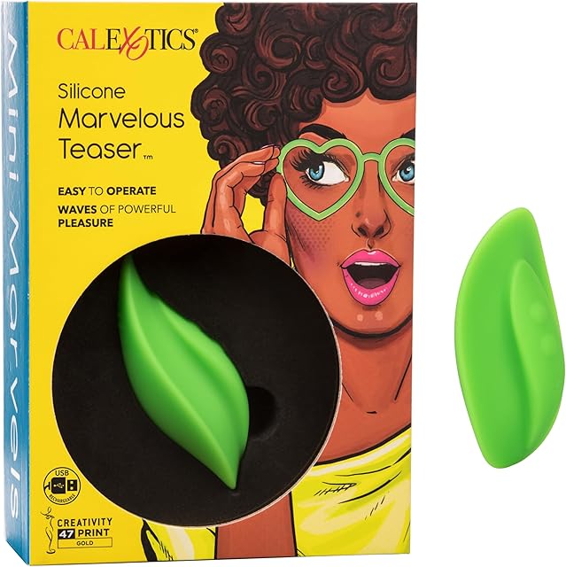 CalExotics Mini Marvels Marvelous Teaser ? Silicone Waterproof Compact Massager Vibrator ? 10 Function Rechargeable Vibe ? Adult Sex Toy Massager for Couples ? Green