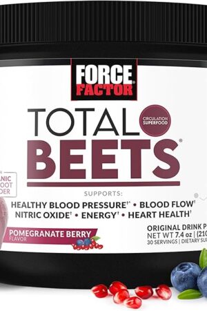 Force Factor Total Beets Drink Mix Superfood Powder with Nitrates to Support Circulation, Blood Flow, Nitric Oxide, Energy, Endurance, and Stamina, Cardiovascular Heart Health Supplement, 30 Servings