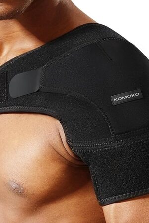 Komoko Shoulder Brace, Rotator Cuff Support Brace and Arm Sling for Pain Relief, Shoulder Compression Sleeve for Preventing Strains and Dislocation, Adjustable Fits Left and Right Arm, Men & Women