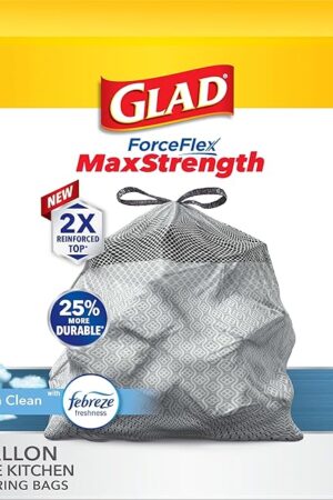 Glad ForceFlex MaxStrength XL Kitchen Trash Bags, 20 Gal, Fresh Clean, 80 Ct (Package May Vary)