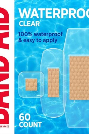 BAND-AID Brand Clear Waterproof Adhesive Bandages, Sterile First-Aid for Minor Wounds, Cuts & Scrapes, Clear Bandages with a Quilt-Aid Pad to Cushion Wounds, Assorted Sizes, 60 ct