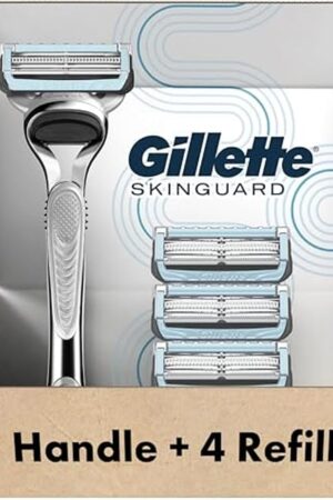 Gillette SkinGuard Razors, 1 Gillette Razor, 4 Razor Blade Refills, Designed for Men with Skin Irritation, Razor Bumps, and Sensitive Skin
