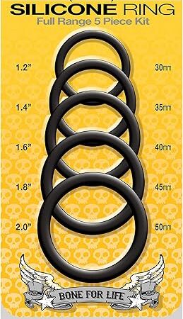 Boneyard Silicone Cock Ring Set 5 Pcs Kit - Black