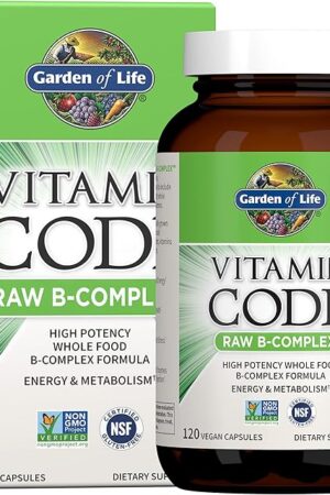 Garden of Life Vitamin B Complex, 120 Vegan Capsules, High Potency Vitamins for Energy & Metabolism with B6, Folate & B12 as Methylcobalamin Plus Probiotics