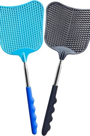 Fly Swatter Heavy Duty Set, with Durable Telescopic Stainless Steel Extendable Handles, for Home, Classroom and Office, 2Pcs, 2 Colors