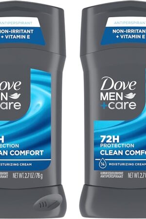 DOVE MEN + CARE Antiperspirant Deodorant Stick Clean Comfort Twin Pack 72-Hour Sweat & Odor Protection Antiperspirant for Men With 1/4 Moisturizing Cream 27 oz