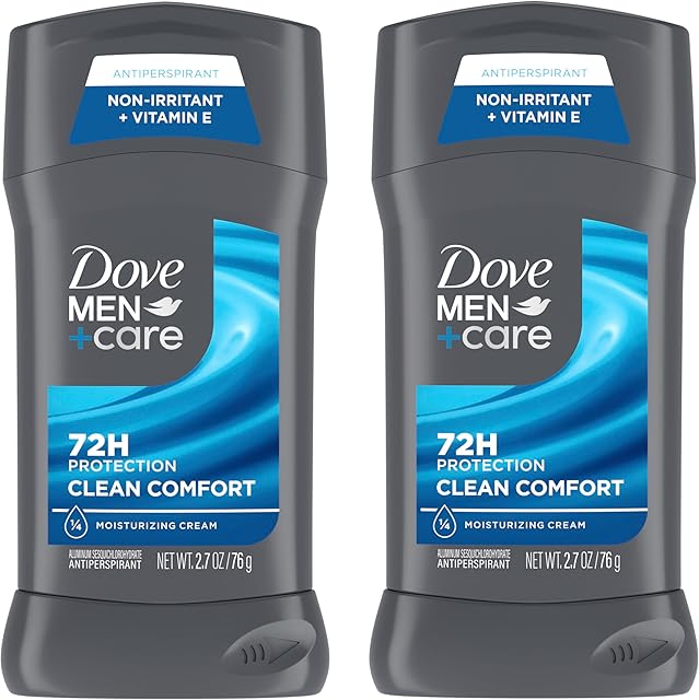 DOVE MEN + CARE Antiperspirant Deodorant Stick Clean Comfort Twin Pack 72-Hour Sweat & Odor Protection Antiperspirant for Men With 1/4 Moisturizing Cream 27 oz