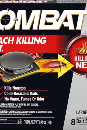 Combat Roach Killing Bait, Roach Bait Station For Large Roaches, Kills The Nest, Child-Resistant, 8 Count,Insects