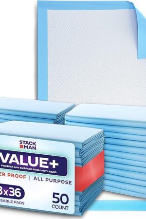 Chucks Pads Disposable [50-Pack] Underpads 23x36 Incontinence Chux Pads Absorbent Fluff Protective Bed Pads, Pee Pads for Babies, Kids, Adults & Elderly | Puppy Pads Large for Training Leak Proof