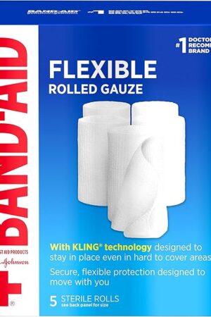 Band-Aid Brand of First Aid Products Flexible Rolled Gauze Dressing for Minor Wound Care, Soft Padding and Instant Absorption, 3 Inches by 21 Yards, Value Pack 5 ct