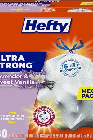 Hefty Ultra Strong Tall Kitchen Trash Bags, Lavender & Sweet Vanilla Scent, 13 Gallon, 80 Count