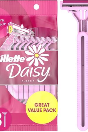 Gillette Venus Daisy Classic Disposable Razors for Women, 18 Count, Hair Removal for Women