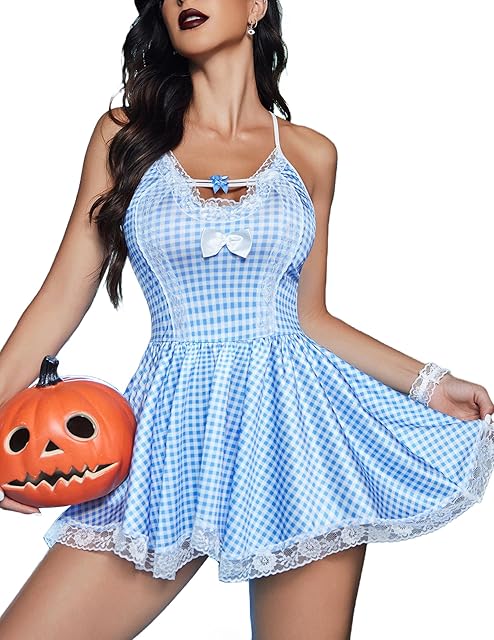 Cosplay Lingerie for Women Sexy Maid Costume 4 Pack Role Play Lingerie Outfits Naughty Lace Babydolls