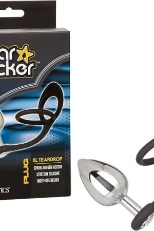 CalExotics Star F*cker XL Teardrop Plug  Metal Probe Male Enhancement Support Ring  Black