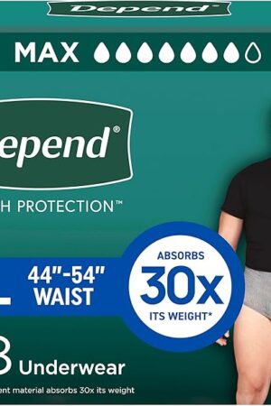 Depend Fresh Protection Adult Incontinence Underwear for Men, Disposable, Maximum, Extra-Large, Grey, 68 Count (2 Packs of 34), Packaging May Vary