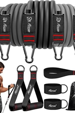HPYGN Resistance Bands, Exercise Bands with Handles, Fitness Bands, Workout Bands with Door Anchor and Ankle Straps, for Heavy Resistance Training, Physical Therapy, Shape Body, Yoga, Home Workout Set