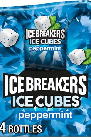 ICE BREAKERS Ice Cubes Peppermint Sugar Free Chewing Gum Bottles, 324 oz (4 Count, 40 Pieces)