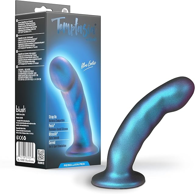 Blush Novelties Temptasia Surrender Peg - 575 Inch Intermediate Pegging Dildo - Harness & Strap On Compatible - Designed for BDSM & Role Play, Platinum Cured Silicone - Adult Sex Toy - Purple