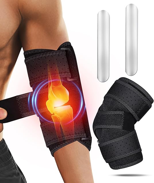 Elbow Brace for Cubital Tunnel, Ulnar Nerve Entrapment brace, Adjustable Elbow Splint for Sleeping, Tendonitis, Tennis Elbow, Comfortable Stabilizer Support for Women and Men Fit Most