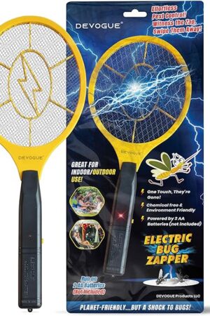 DEVOGUE? Electric Fly Swatter Bug Zapper Battery Operated Flies Killer Indoor & Outdoor Pest Control Mosquito Zapper and Insect Catcher Racket