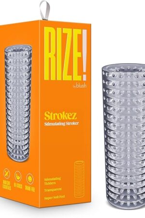 Blush Novelties Rize: Strokez - 5 inch Open Ended Male Masturbator - Tickler Pleasure Chamber - Pocket Size Masturbation Cup - Realistic Feel - Clear Stroker - Adult Sex Toy for Men