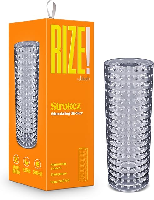 Blush Novelties Rize: Strokez - 5 inch Open Ended Male Masturbator - Tickler Pleasure Chamber - Pocket Size Masturbation Cup - Realistic Feel - Clear Stroker - Adult Sex Toy for Men