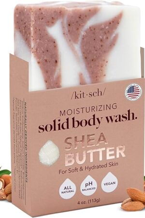 Kitsch Shea Butter Body Wash | Exfoliating Bar Soap for Women & Men | Moisturizing Shea Butter Bar Soap for Soft and Hydrated Skin | All Natural, Paraben Free and Vegan | Made in USA - 4 oz