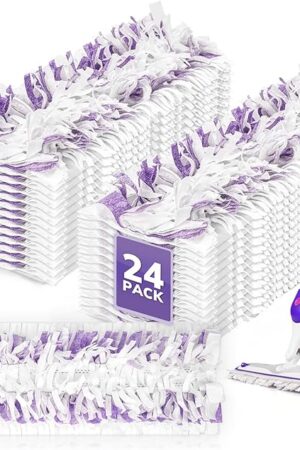 AIR U+ 24 Pack Disposable Power Mop Pads Refills for Swiffer Power Mop, Unscented 14-Layer Thickened Multi-Surface Replacement Mopping Refills Pads for Floor Surface Cleaning