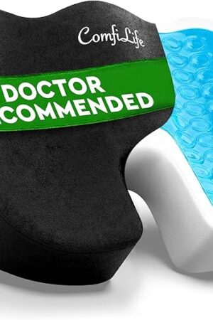 ComfiLife Premium Gel & Memory Foam Seat Cushion ? Doctor Recommended Office Chair Cushion, Car Seat Cushion ? Chair Cushions for Back & Sciatica Pain Relief ? Seat Cushions for Office & Desk (Black)