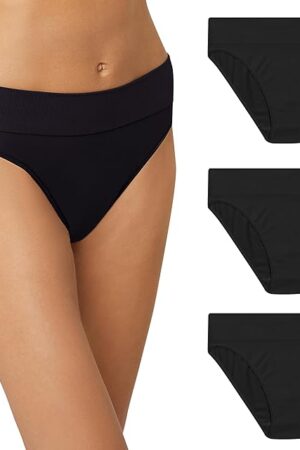 Women's M Underwear, Seamless Hi-Cut Bikini Panties, High-Leg Underwear for Women, 3-Pack