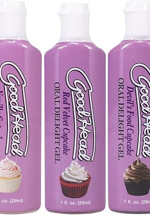Doc Johnson GoodHead - Oral Delight Gel - Cupcakes - Vanilla Cupcake, Devil's Food Cupcake, Strawberry Shortcake, Limoncello Cupcake, Red Velvet Cupcake - 5 x 1 fl oz (5 X 29ml)