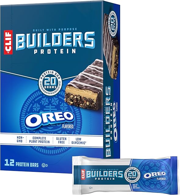 CLIF BUILDERS Protein Bars - OREO-Flavored - 20g Plant Based Protein - Gluten Free - Non-GMO - Low Glycemic - No Artificial Sweeteners - 24 oz (12 Pack)