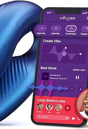 We-Vibe Chorus Vibrating Sex Toys for Couples | Remote Control Vibrator | Wearable App Controlled Adult Toys for Women | G Spot, Clit & Penis Sexual Stimulation Device | Clitoral Couples Gift |Blue