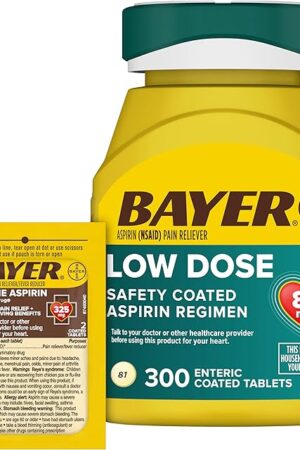 Bayer Aspirin 81mg Enteric Coated Tablets 300ct and 2 Count Travel Pack of Genuine Aspirin 325mg Coated Tablets