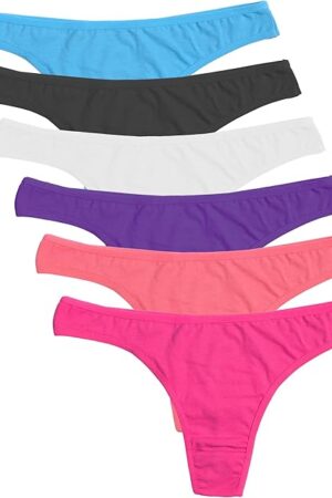 6 Pack Women's Thongs Cotton Breathable Panties Bikini Underwear