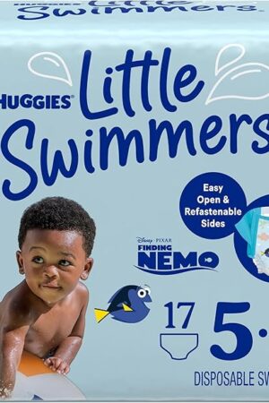 Huggies Little Swimmers Disposable Swim Diapers, Size 5-6 (32+ lbs), 17 Ct