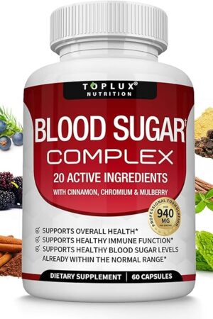Blood Sugar Complex Supplement - Supports Healthy Blood Sugar Levels Already Within Normal Range All Natural with Cinnamon, Bitter Melon, Chromium, Mulberry, Alpha Lipoic Acid, Non-GMO, 60 Capsules