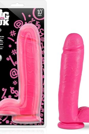 Blush 10 Inch Soft Veiny Realistic Girthy Large Fragrance Free Advanced Harness Compatible Suction Cup Dildo - Easy to Clean Popular Female Male Adult Toys - Sex Toy for Women Men Couples - Pink