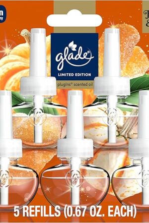 Glade PlugIns Refills Air Freshener, Pumpkin & Ginger, Scented and Essential Oils for Home and Bathroom, 0.67 Fl Oz, 5 Count