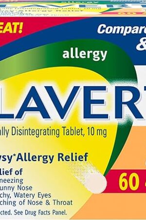 Alavert Allergy 24 Hour Relief, Citrus Burst Flavor, Orally Disintegrating Allergy Tablets, Non-drowsy Antihistamine, Loratadine 10mg, 60 Count
