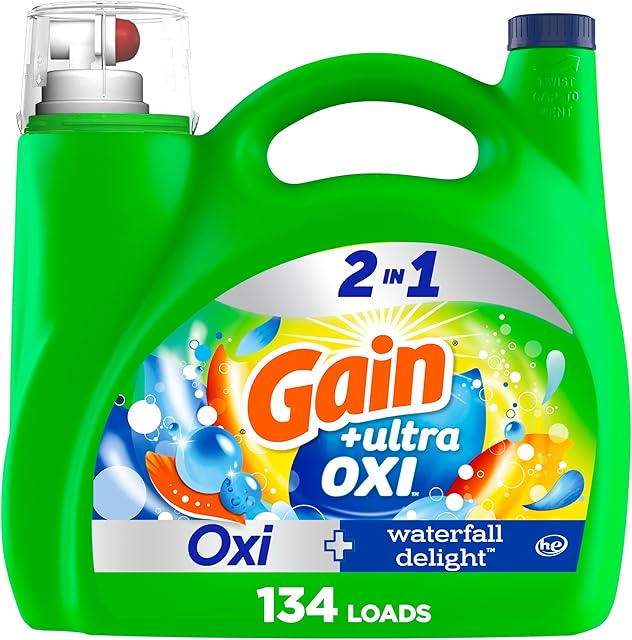 Gain Ultra Oxi Liquid Laundry Detergent, Waterfall Delight, 134 Loads