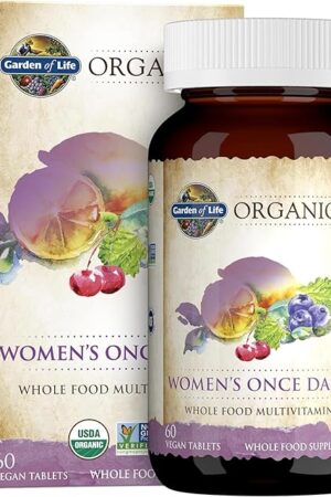 Garden of Life Multivitamin for Women - Organics Women's Once Daily Multi - 60 Tablets, Whole Food Multi with Iron, Biotin, Vegan Organic Vitamin for Women's Health, Energy Hair Skin and Nails