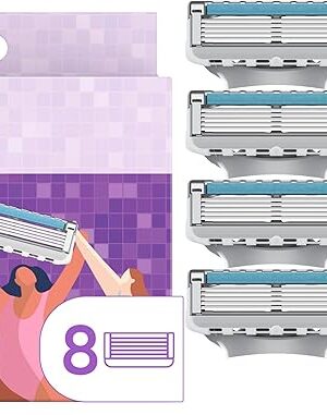 joy Womens Razor Blade Refills, 8 Count, Purple, Lubrastrip to Help Avoid Skin Irritation