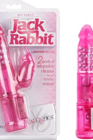 CalExotics My First Jack Rabbit - Waterproof Vibrator With Rotating Shaft - Vibe Sex Toys for Couples - Adult Hands Free G Spot Massager - Pink