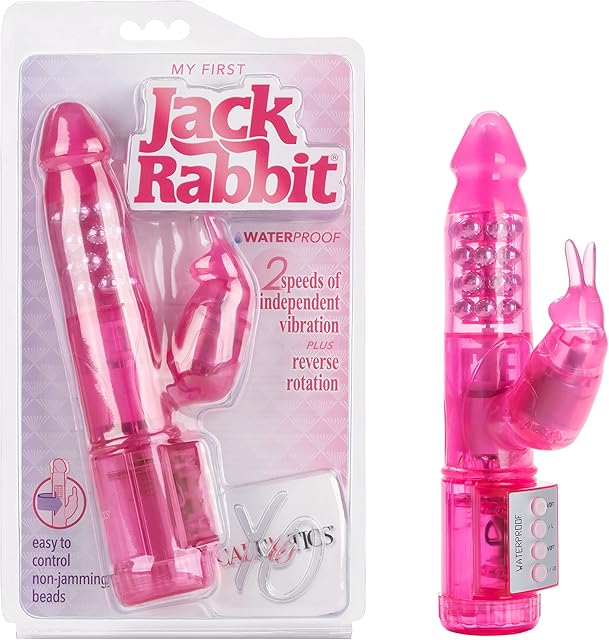 CalExotics My First Jack Rabbit - Waterproof Vibrator With Rotating Shaft - Vibe Sex Toys for Couples - Adult Hands Free G Spot Massager - Pink
