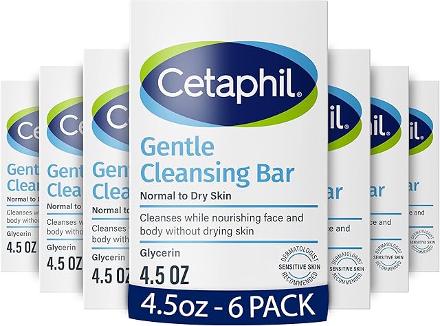 CETAPHIL Gentle Cleansing Bar, 45 oz Bar (Pack of 6), Nourishing Cleansing Bar For Dry, Sensitive Skin, Non-Comedogenic, (Packaging May Vary)